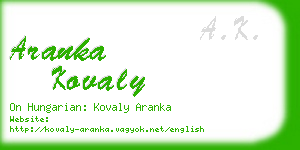 aranka kovaly business card